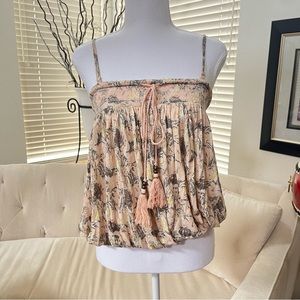 NWT Free People Linen Floral Bodega Tube Top